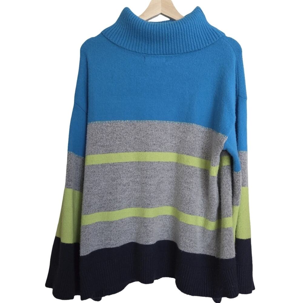 H Halston | Wide Flare Sleeve Turtleneck Cozy Soft Fuzzy Sweater